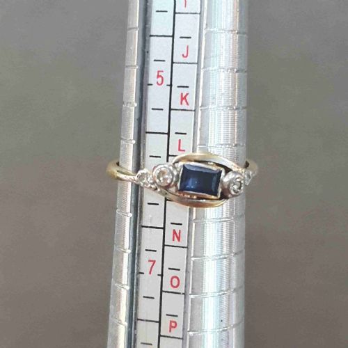 EDWARDIAN ART DECO SAPPHIRE OLD CUT DIAMOND 18CT GOLD RING SIZE L M - ADDITIONAL PHOTO 8