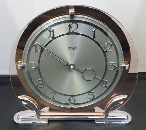 ART DECO CLOCK IN PINK PEACH MIRRORED GLASS QUARTZ MOVEMENT MANTEL CLOCK 12 MO GUARANTEE - ADDITIONAL PHOTO 3