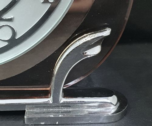 ART DECO CLOCK IN PINK PEACH MIRRORED GLASS QUARTZ MOVEMENT MANTEL CLOCK 12 MO GUARANTEE - ADDITIONAL PHOTO 9