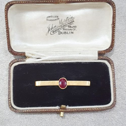 EDWARDIAN 18CT GOLD RUBY BROOCH STOCK PIN - ADDITIONAL PHOTO 2