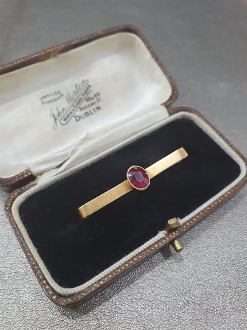 EDWARDIAN 18CT GOLD RUBY BROOCH STOCK PIN - ADDITIONAL PHOTO 5