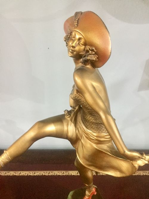 HIGH KICK JOSEF LORENZL ART DECO AUSTRIAN BRONZE FEMALE DANCER C1925 - ADDITIONAL PHOTO 1
