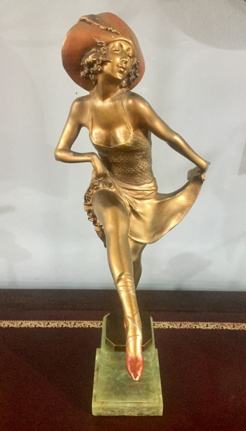 HIGH KICK JOSEF LORENZL ART DECO AUSTRIAN BRONZE FEMALE DANCER C1925 - ADDITIONAL PHOTO 2