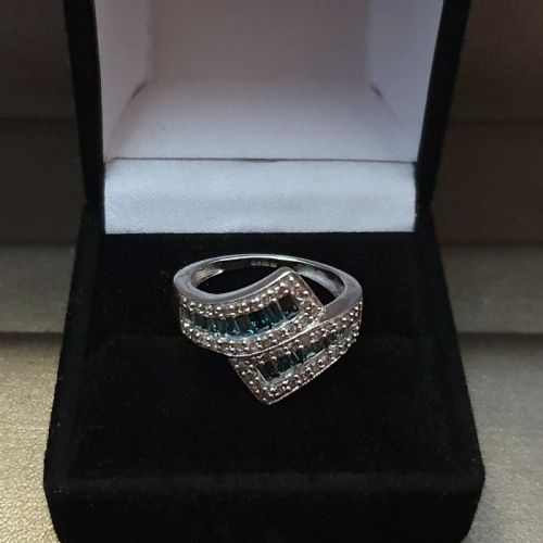 DIAMOND BLUE DIAMOND WHITE GOLD RING SIZE O - ADDITIONAL PHOTO 5