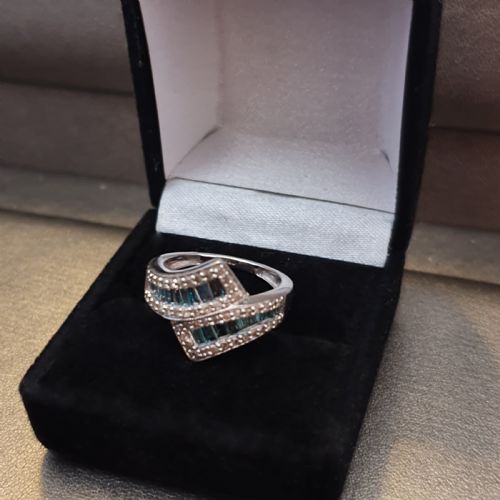DIAMOND BLUE DIAMOND WHITE GOLD RING SIZE O - ADDITIONAL PHOTO 6