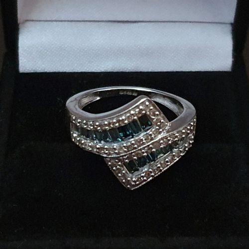 DIAMOND BLUE DIAMOND WHITE GOLD RING SIZE O - ADDITIONAL PHOTO 7