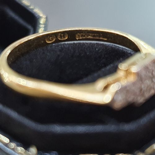 ART DECO PLATINUM SET DIAMOND GEOMETRIC TRILOGY 18CT GOLD RING SIZE N - ADDITIONAL PHOTO 6