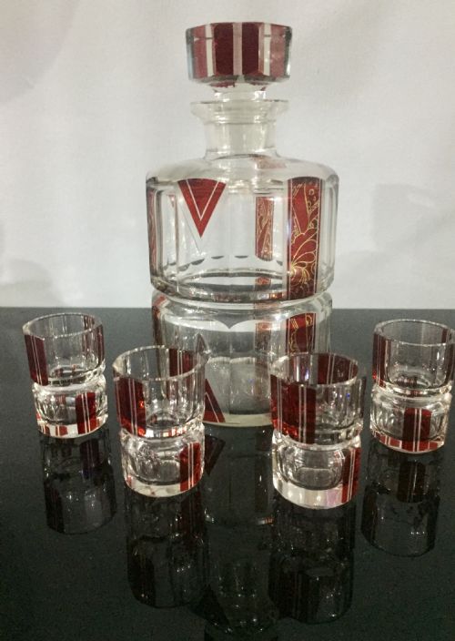 karl palda original art deco decanter set c1930 - CATEGORY: ANTIQUE GLASS - DATED 1930