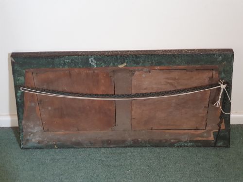 ARTS CRAFTS RARE HAMMERED COPPER DOUBLE BEVELLED GLASS WALL MIRROR ORIGINAL CHAIN READY TO HANG - ADDITIONAL PHOTO 4