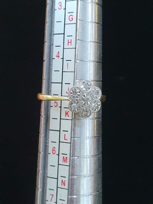 ART DECO DIAMOND PLATINUM 18CT DAISY RING SIZE J C1920S - ADDITIONAL PHOTO 3