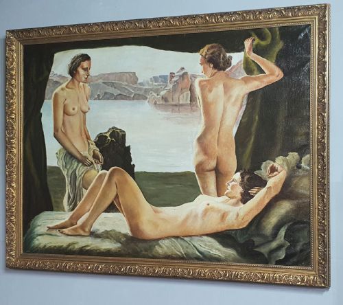 r braun c1930 german art deco oil on canvas in giltwood frame - CATEGORY: ANTIQUE ART - DATED 1930