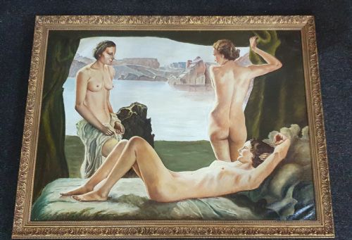R BRAUN C1930 GERMAN ART DECO OIL ON CANVAS IN GILTWOOD FRAME - ADDITIONAL PHOTO 1