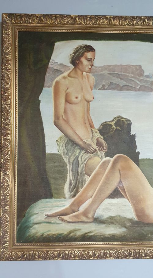 R BRAUN C1930 GERMAN ART DECO OIL ON CANVAS IN GILTWOOD FRAME - ADDITIONAL PHOTO 3