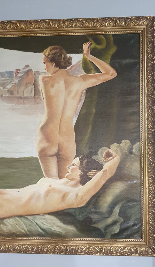R BRAUN C1930 GERMAN ART DECO OIL ON CANVAS IN GILTWOOD FRAME - ADDITIONAL PHOTO 4