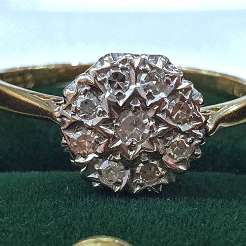 ART DECO 1938 DIAMOND CLUSTER 18CT PLATINUM RING SIZE Q - ADDITIONAL PHOTO 8