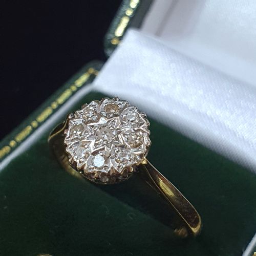 ART DECO 1938 DIAMOND CLUSTER 18CT PLATINUM RING SIZE Q - ADDITIONAL PHOTO 11