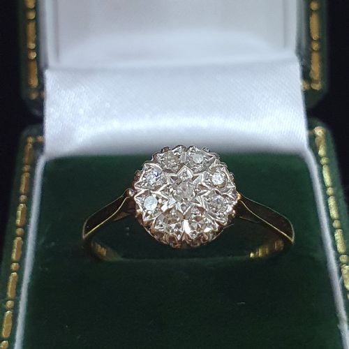 ART DECO 1938 DIAMOND CLUSTER 18CT PLATINUM RING SIZE Q - ADDITIONAL PHOTO 12