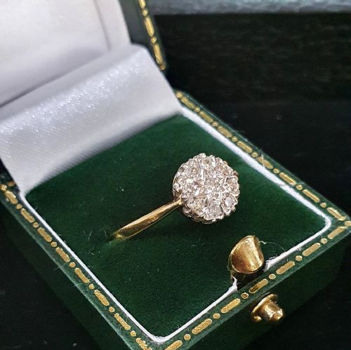 ART DECO 1938 DIAMOND CLUSTER 18CT PLATINUM RING SIZE Q - ADDITIONAL PHOTO 15