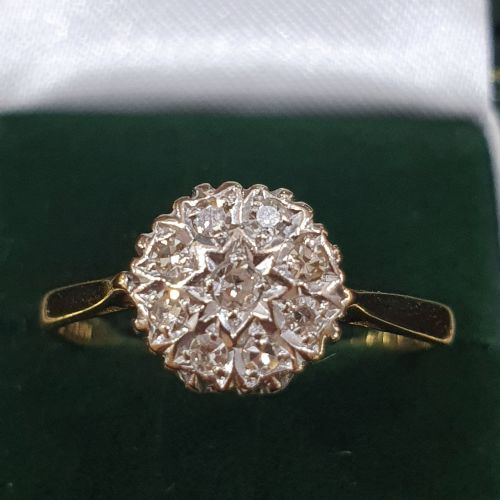 ART DECO 1938 DIAMOND CLUSTER 18CT PLATINUM RING SIZE Q - ADDITIONAL PHOTO 1