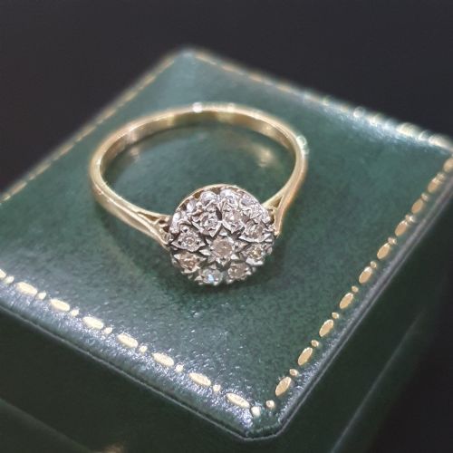 ART DECO 1938 DIAMOND CLUSTER 18CT PLATINUM RING SIZE Q - ADDITIONAL PHOTO 4