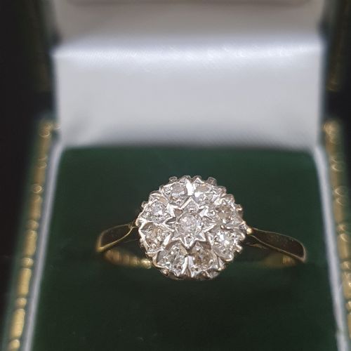 ART DECO 1938 DIAMOND CLUSTER 18CT PLATINUM RING SIZE Q - ADDITIONAL PHOTO 6