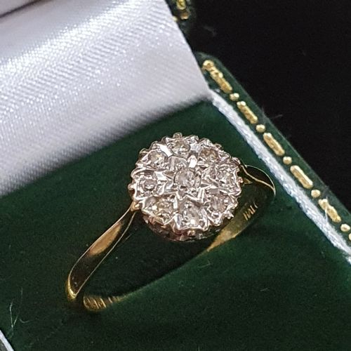 ART DECO 1938 DIAMOND CLUSTER 18CT PLATINUM RING SIZE Q - ADDITIONAL PHOTO 10