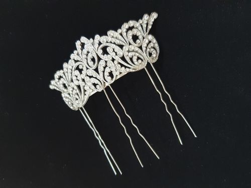 FRENCH ART DECO CRYSTAL TIARA HAIR COMB C1930S BELLE EPOQUE RHODIUM PLATED ORIGINAL MINT CONDITION BRIDAL PIECE - ADDITIONAL PHOTO 1