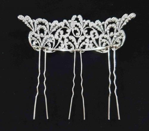 FRENCH ART DECO CRYSTAL TIARA HAIR COMB C1930S BELLE EPOQUE RHODIUM PLATED ORIGINAL MINT CONDITION BRIDAL PIECE - ADDITIONAL PHOTO 15