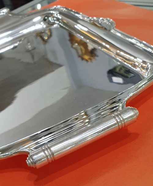 ASPREY 1930S ART DECO COCKTAIL SERVING TRAY HAND SOLDERED SILVER PLATE - ADDITIONAL PHOTO 3