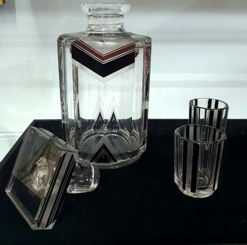 ORIGINAL KARL PALDA ART DECO BOHEMIAN DECANTER SHOT GLASSES C1930S - ADDITIONAL PHOTO 5