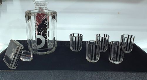 ORIGINAL KARL PALDA ART DECO BOHEMIAN DECANTER SHOT GLASSES C1930S - ADDITIONAL PHOTO 7