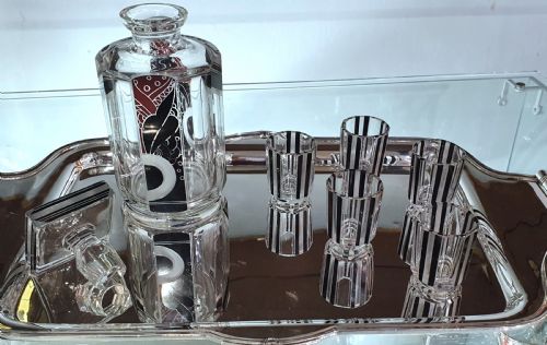 ORIGINAL KARL PALDA ART DECO BOHEMIAN DECANTER SHOT GLASSES C1930S - ADDITIONAL PHOTO 9