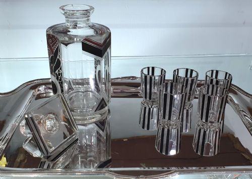ORIGINAL KARL PALDA ART DECO BOHEMIAN DECANTER SHOT GLASSES C1930S - ADDITIONAL PHOTO 10
