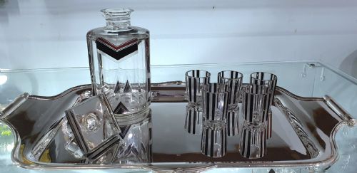 ORIGINAL KARL PALDA ART DECO BOHEMIAN DECANTER SHOT GLASSES C1930S - ADDITIONAL PHOTO 11