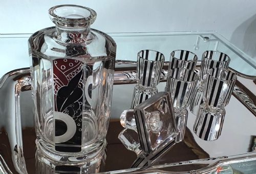 ORIGINAL KARL PALDA ART DECO BOHEMIAN DECANTER SHOT GLASSES C1930S - ADDITIONAL PHOTO 14