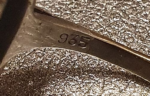 GERMAN ART DECO DIAMOND 333 GOLD 935 SILVER SET RING SIZE M N - ADDITIONAL PHOTO 2
