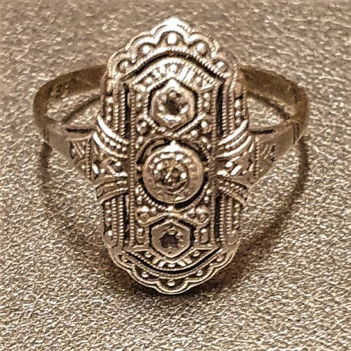 GERMAN ART DECO DIAMOND 333 GOLD 935 SILVER SET RING SIZE M N - ADDITIONAL PHOTO 7