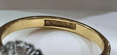 ART DECO SAPPHIRE GEOMETRIC DIAMOND PLATINUM 18CT GOLD RING SIZE M C1930S - ADDITIONAL PHOTO 7