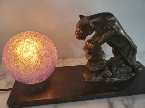 ART DECO FRENCH PANTHER LAMP C1930 - ADDITIONAL PHOTO 1
