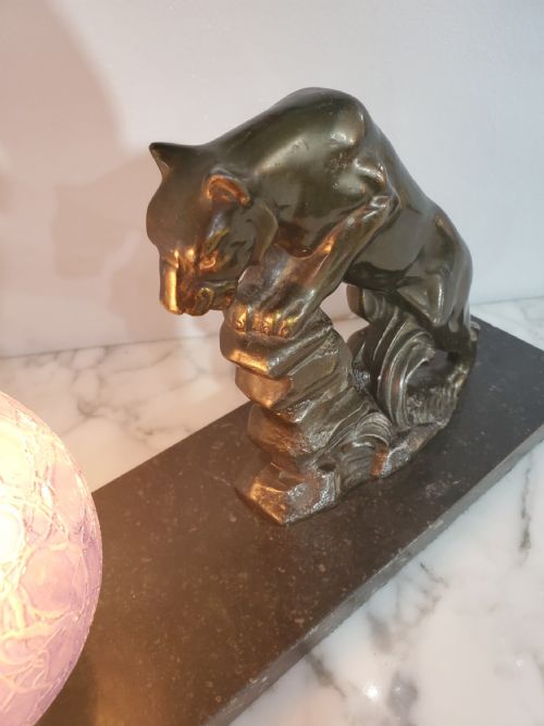 ART DECO FRENCH PANTHER LAMP C1930 - ADDITIONAL PHOTO 7