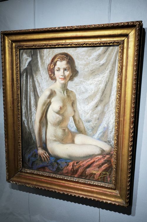 ALFRED COOPER WINSTON CHURCHILL ROYAL ACADEMY ARTIST PASTEL PORTRAIT OF NUDE C1940S - ADDITIONAL PHOTO 8