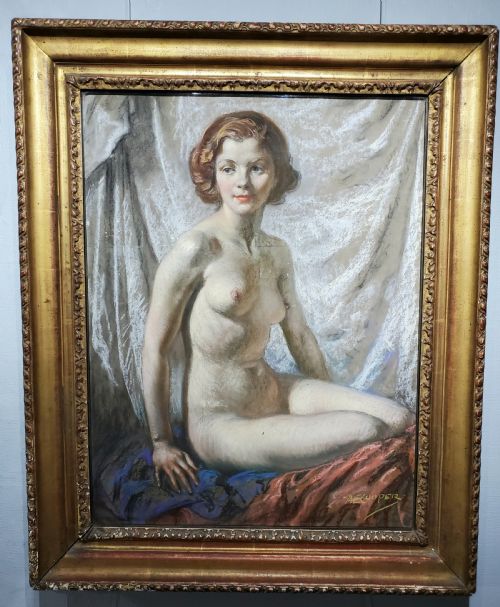 ALFRED COOPER WINSTON CHURCHILL ROYAL ACADEMY ARTIST PASTEL PORTRAIT OF NUDE C1940S - ADDITIONAL PHOTO 11