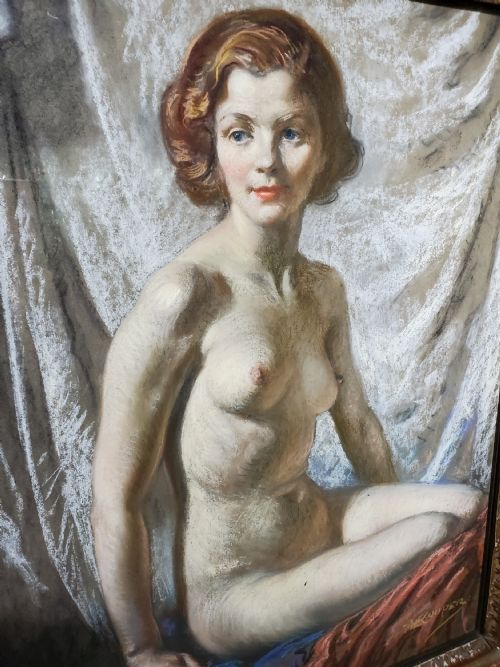 ALFRED COOPER WINSTON CHURCHILL ROYAL ACADEMY ARTIST PASTEL PORTRAIT OF NUDE C1940S - ADDITIONAL PHOTO 3