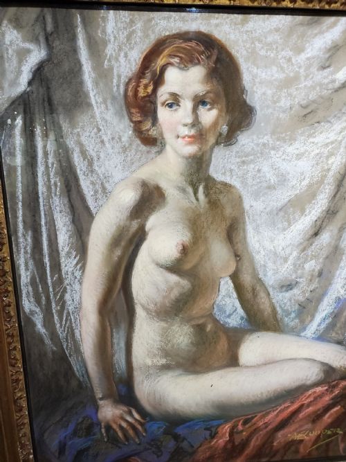 ALFRED COOPER WINSTON CHURCHILL ROYAL ACADEMY ARTIST PASTEL PORTRAIT OF NUDE C1940S - ADDITIONAL PHOTO 4