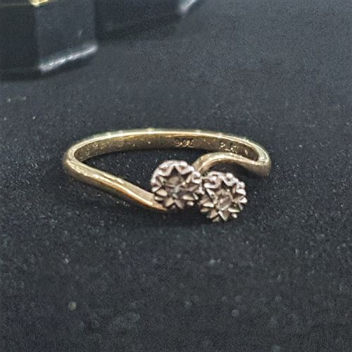 1930S ART DECO TOI ET MOI PLATINUM SET DIAMONDS 9CT GOLD RING SIZE R S - ADDITIONAL PHOTO 4