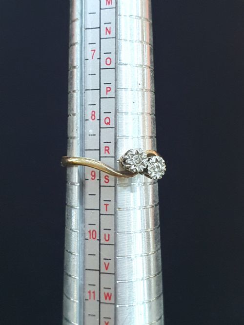 1930S ART DECO TOI ET MOI PLATINUM SET DIAMONDS 9CT GOLD RING SIZE R S - ADDITIONAL PHOTO 6