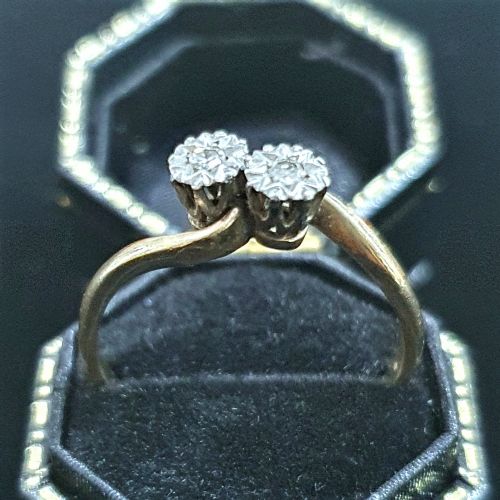 1930S ART DECO TOI ET MOI PLATINUM SET DIAMONDS 9CT GOLD RING SIZE R S - ADDITIONAL PHOTO 7