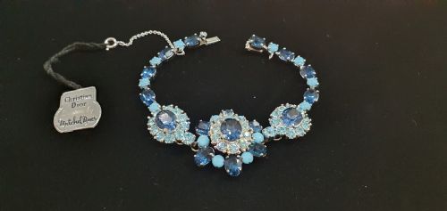 CHRISTIAN DIOR VINTAGE 1950S BLUE CRYSTAL BRACELET WITH ORIGINAL TAGS BOX - ADDITIONAL PHOTO 11