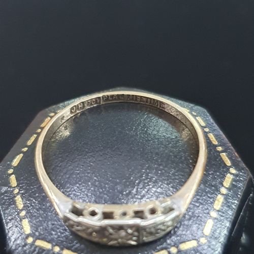 ART DECO PLATINUM SET DIAMOND GEOMETRIC STARBURST DESIGN ON 9CT GOLD RING SIZE Q - ADDITIONAL PHOTO 11