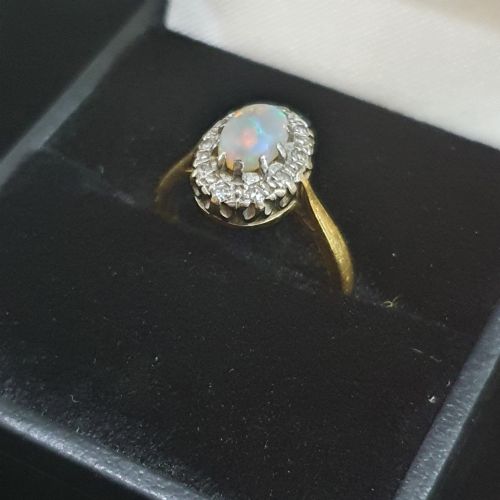 1940S OPAL ROSE CUT DIAMOND 18CT GOLD RING SIZE J - ADDITIONAL PHOTO 17